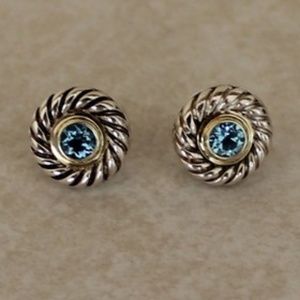 David Yurman Cookie Collection Blue Topaz Pierced